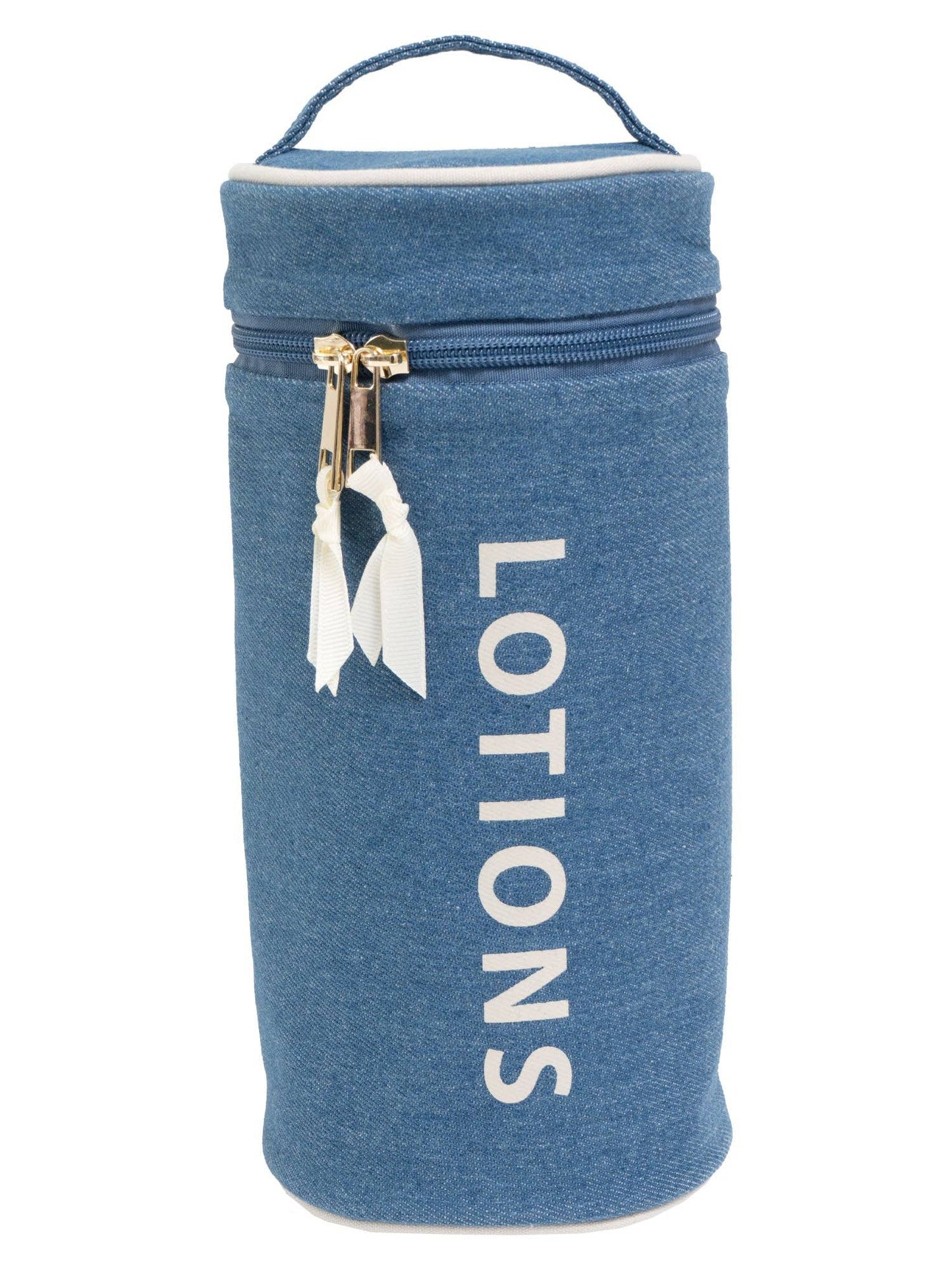 La La Amour 16 oz Cotton Canvas Top Handle Cylinder Toiletry Lotions Case