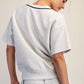 MODAL SCUBA V NECK FLAT PIPING SHORT SLEEVE TOP