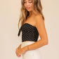 Polka Dot Tie-Front Strapless Top
