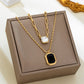 Layered Paperclip Chain Double Gemstone Necklace | 80N93798