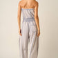 MINERAL WASH CONTRAST STITCH BARREL LEG JUMPSUIT