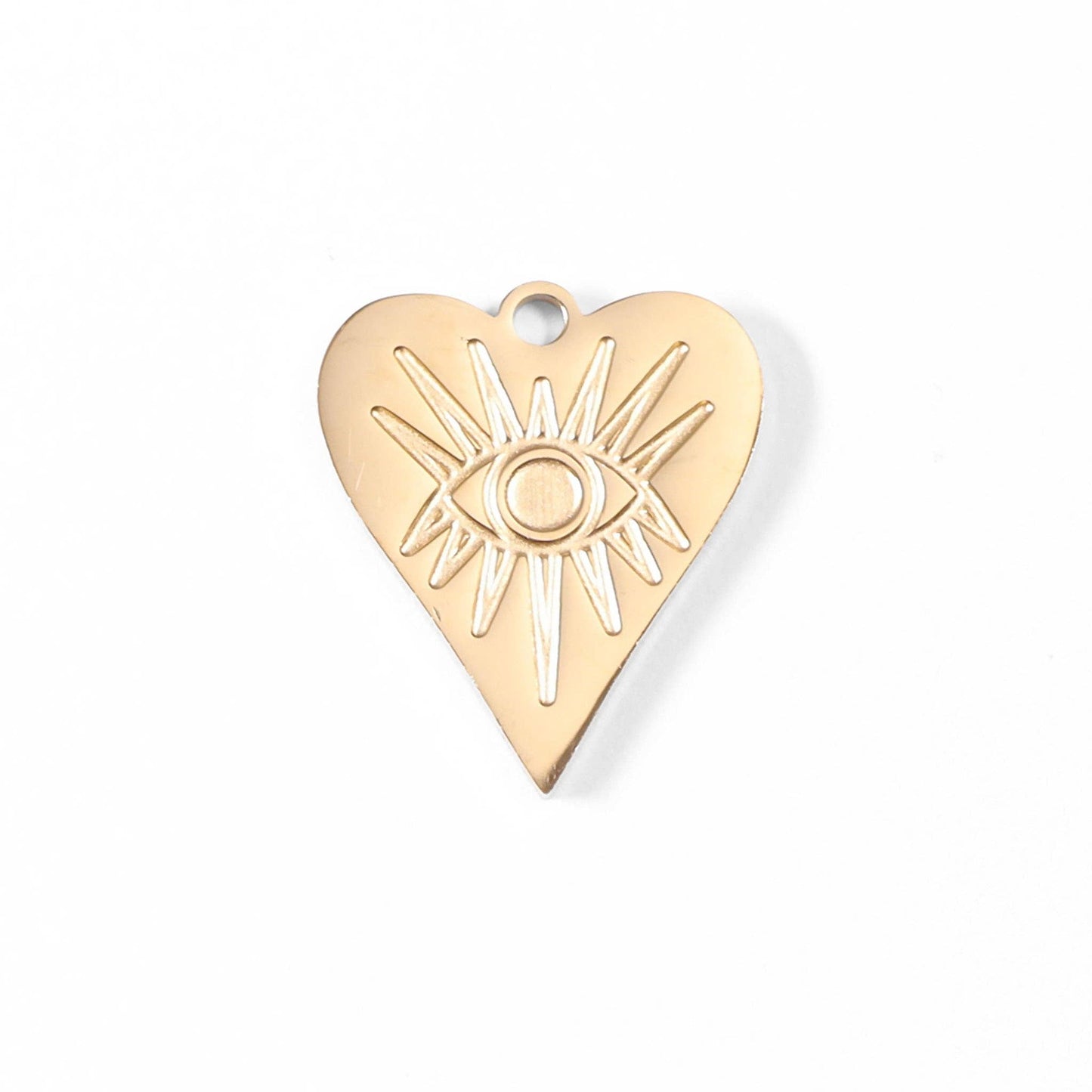 18K Gold Stainless Steel Evil Eye Heart Charm for Charm Bars