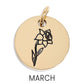 18K Gold PVD Stainless Steel Birth Flower Charm
