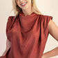 Cowl Neck Pleats Sleeveless Top