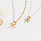 18K Gold PVD Stainless Steel Rhinestone Bow Charm