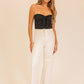 Polka Dot Tie-Front Strapless Top