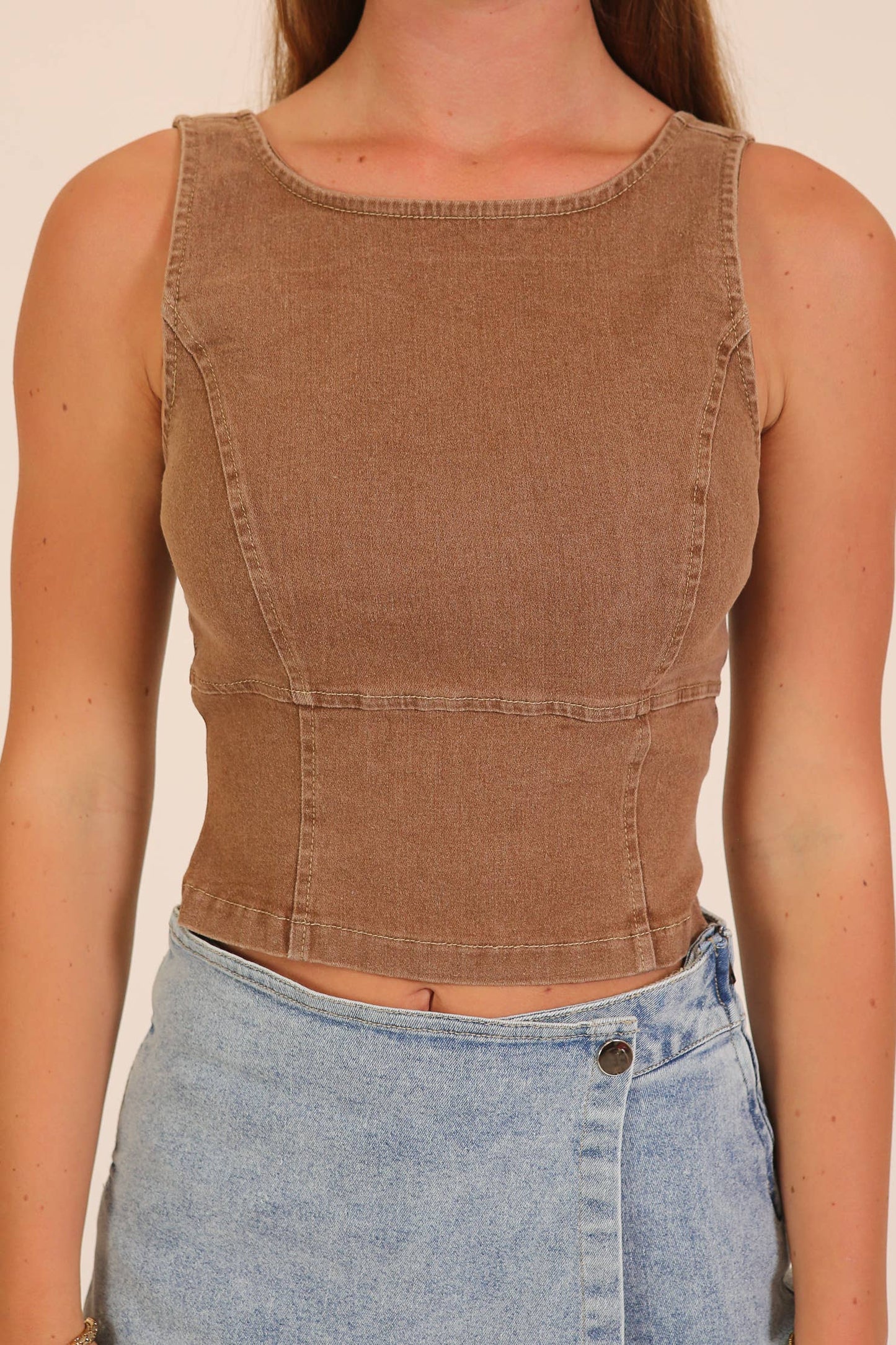 Sculpted Stretch Denim Tank Corset