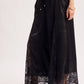 SATIN LACE TRIMMED DRAWSTRING PALAZZO PANTS