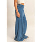 Mineral Washed Wide-Leg Smocked Waist Pants
