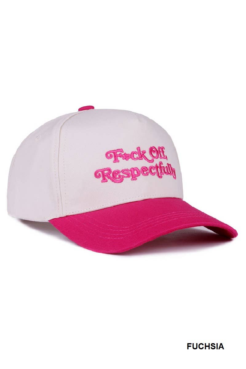 Fxck Off Respectfully Two Tone Canvas Cotton Cap Zenana Consgt.
