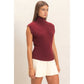 Sleeveless High Neck Knit Top