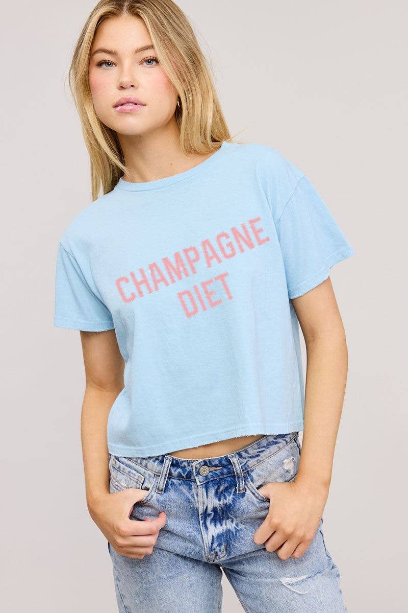PUFF' Champagne Diet Graphic S/S Seamless Faux Crop