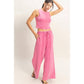 Mineral Washed Sleeveless Top & Wide Leg Pants Set