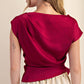 Boat Neck Waist Tie Blouse