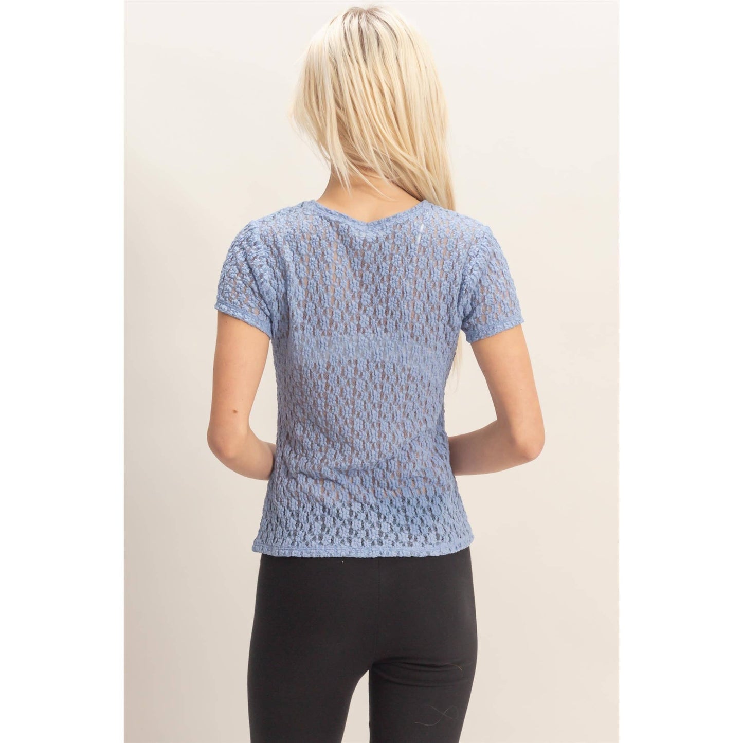 Textured Lace Short Sleeve Top