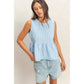 Gingham Sleeveless Peplum Top With Side Ties