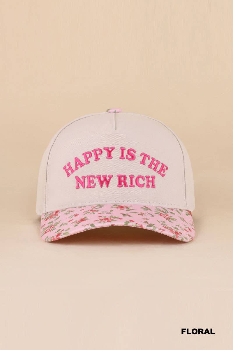 Happy Is The New Rich Two Tone Snapback Hat Zenana Consgt.