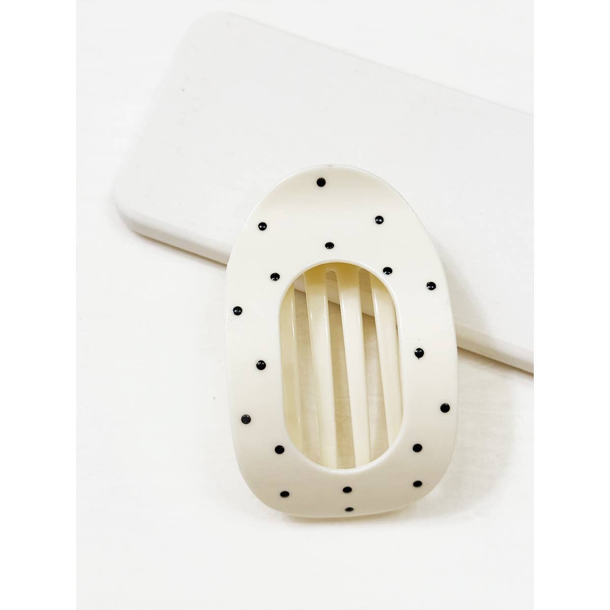 Polkadot Printed Oval Flat Hair Claw