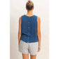 Mineral Wash Button Back Sleeveless Top