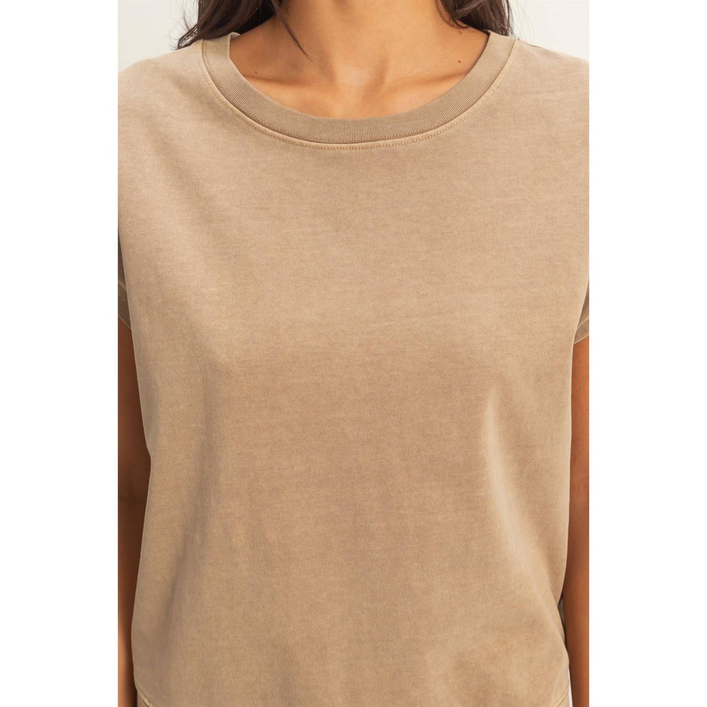 Sleeveless Crew Neck Top and Shorts Set