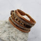 Sunset Rhinestone Layered Leather Magnetic Bracelet
