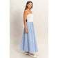 Striped Strapless Flowy Midi Dress