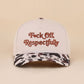 Fxck Off Respectfully Two Tone Canvas Cotton Cap Zenana Consgt.