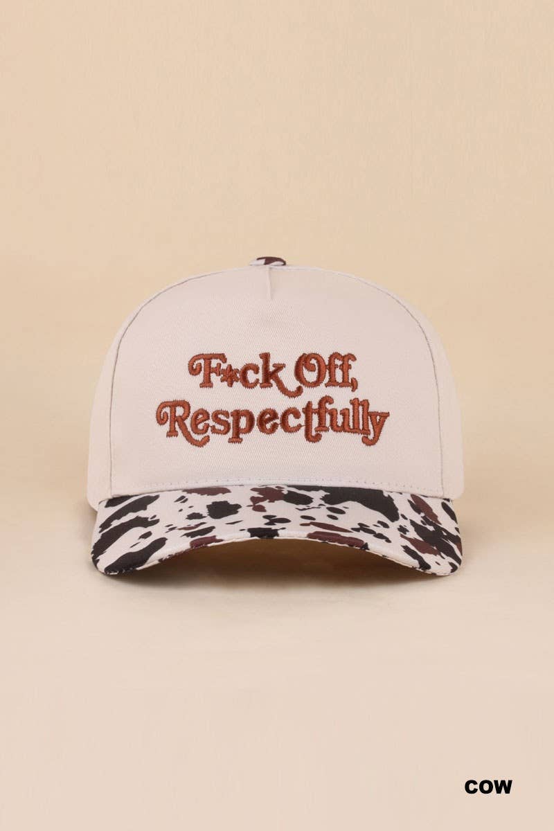 Fxck Off Respectfully Two Tone Canvas Cotton Cap Zenana Consgt.