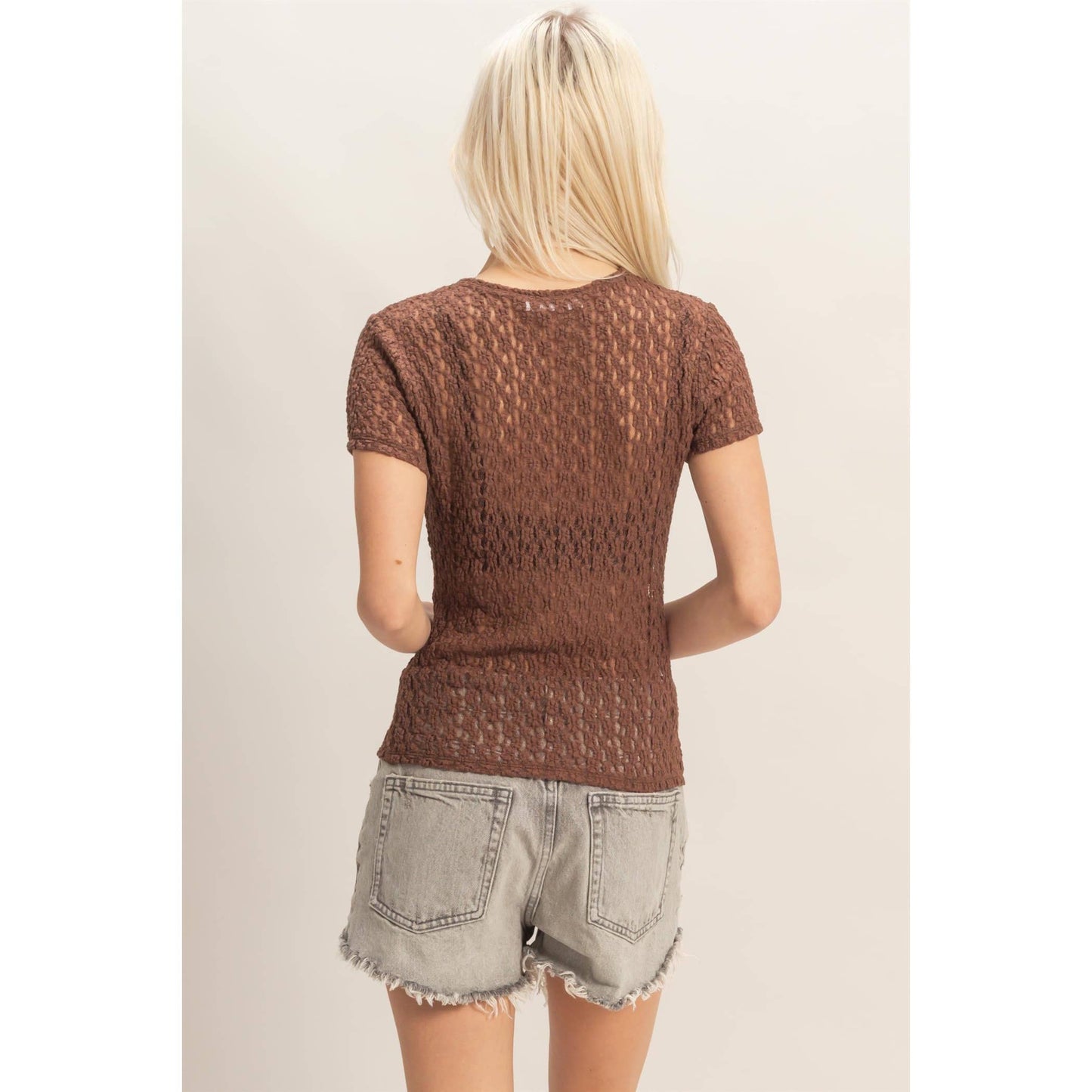Textured Lace Short Sleeve Top