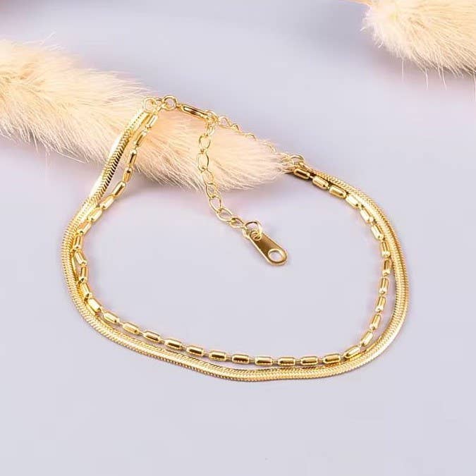 18K STAINLESS STEEL TARNISH FREE LAYERED BRACELET | 40B5208