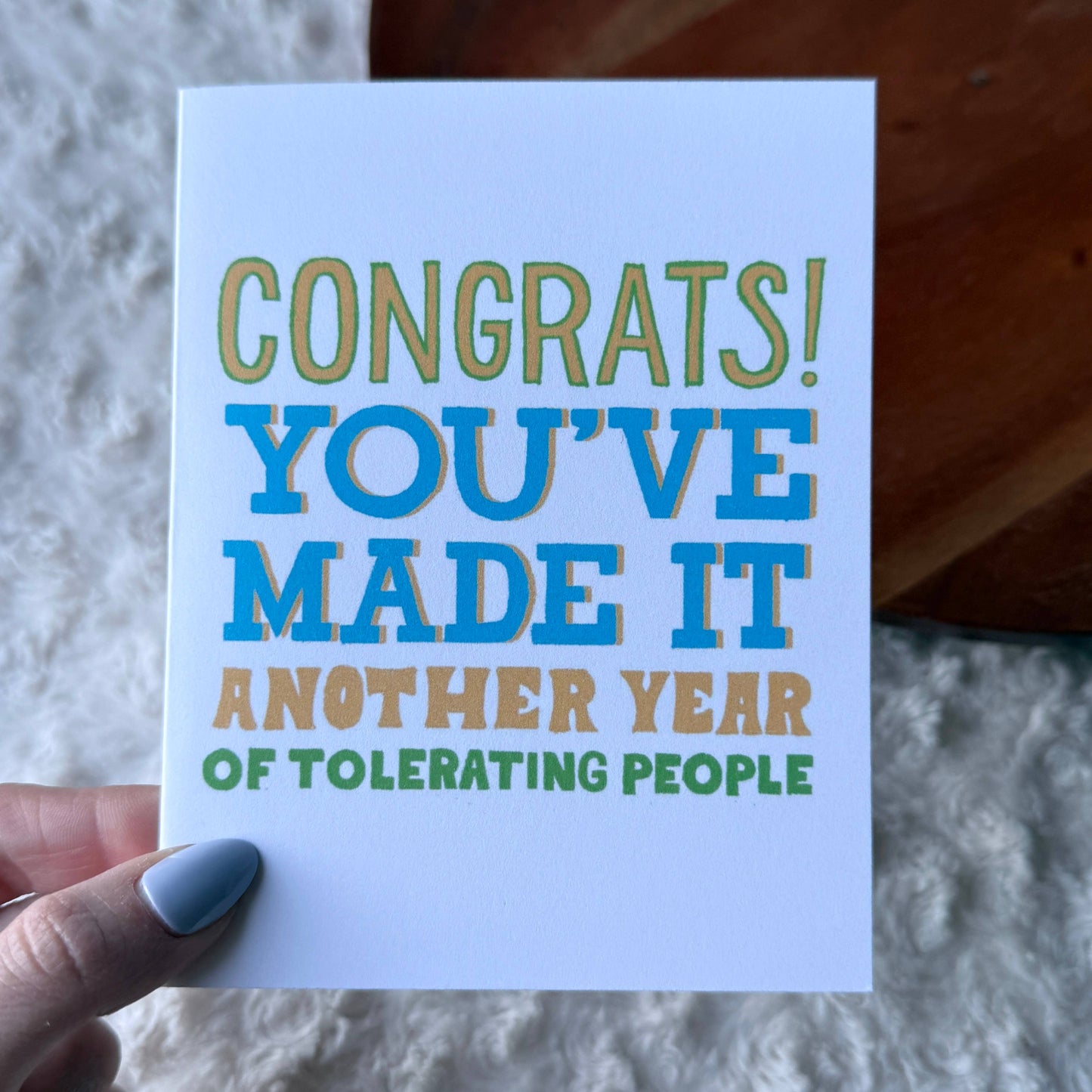 "Another year of tolerating people" Funny Birthday Text Card