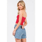 STRIPED BOW SHAPE SWEETHEART CROPPED TUBE TOP