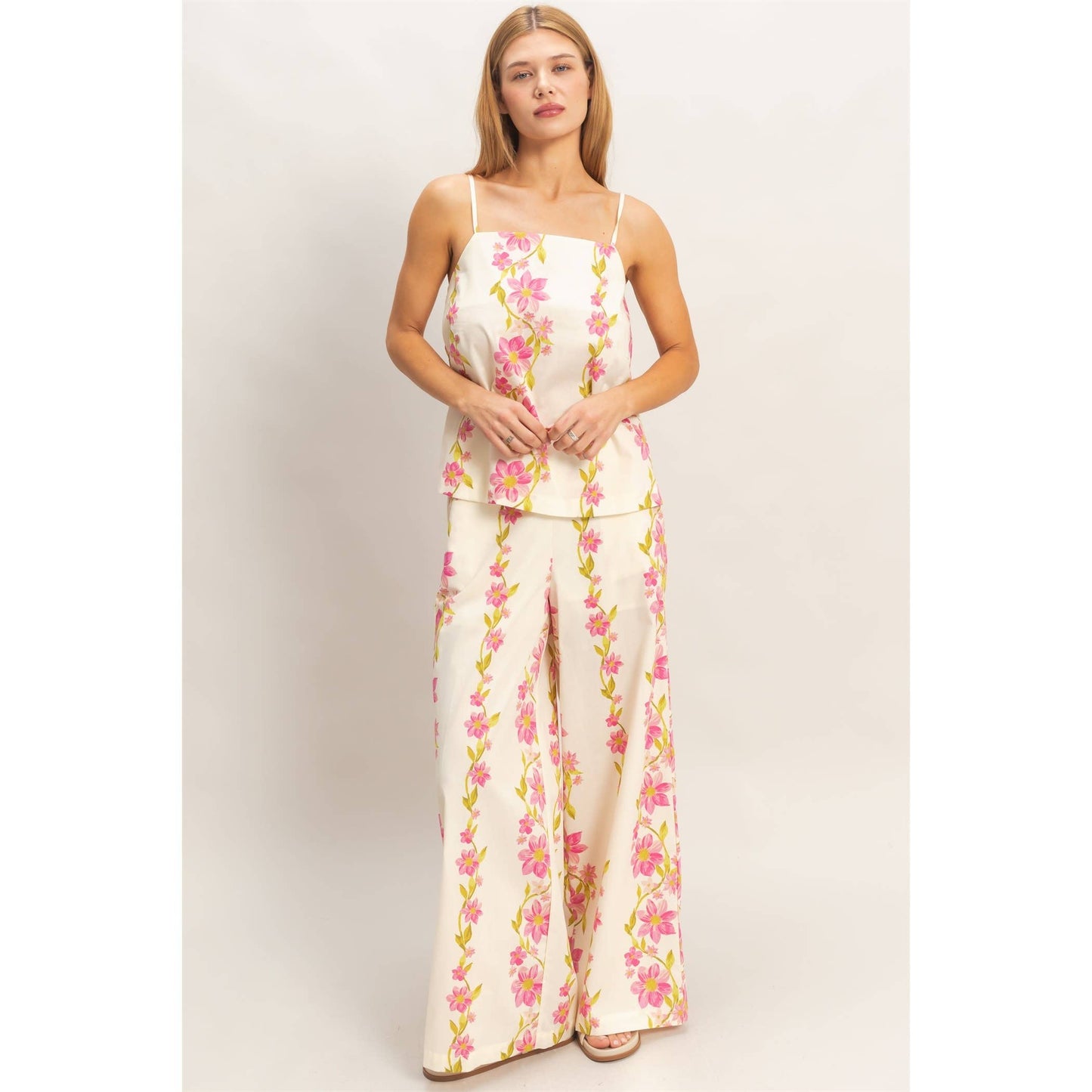 Floral Spaghetti Strap Top & Pants Set
