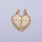 16K Gold Filled Best Friends Micro Paved Cubic Zirconia Breakable Heart Charm Set For Jewelry Making | X-228