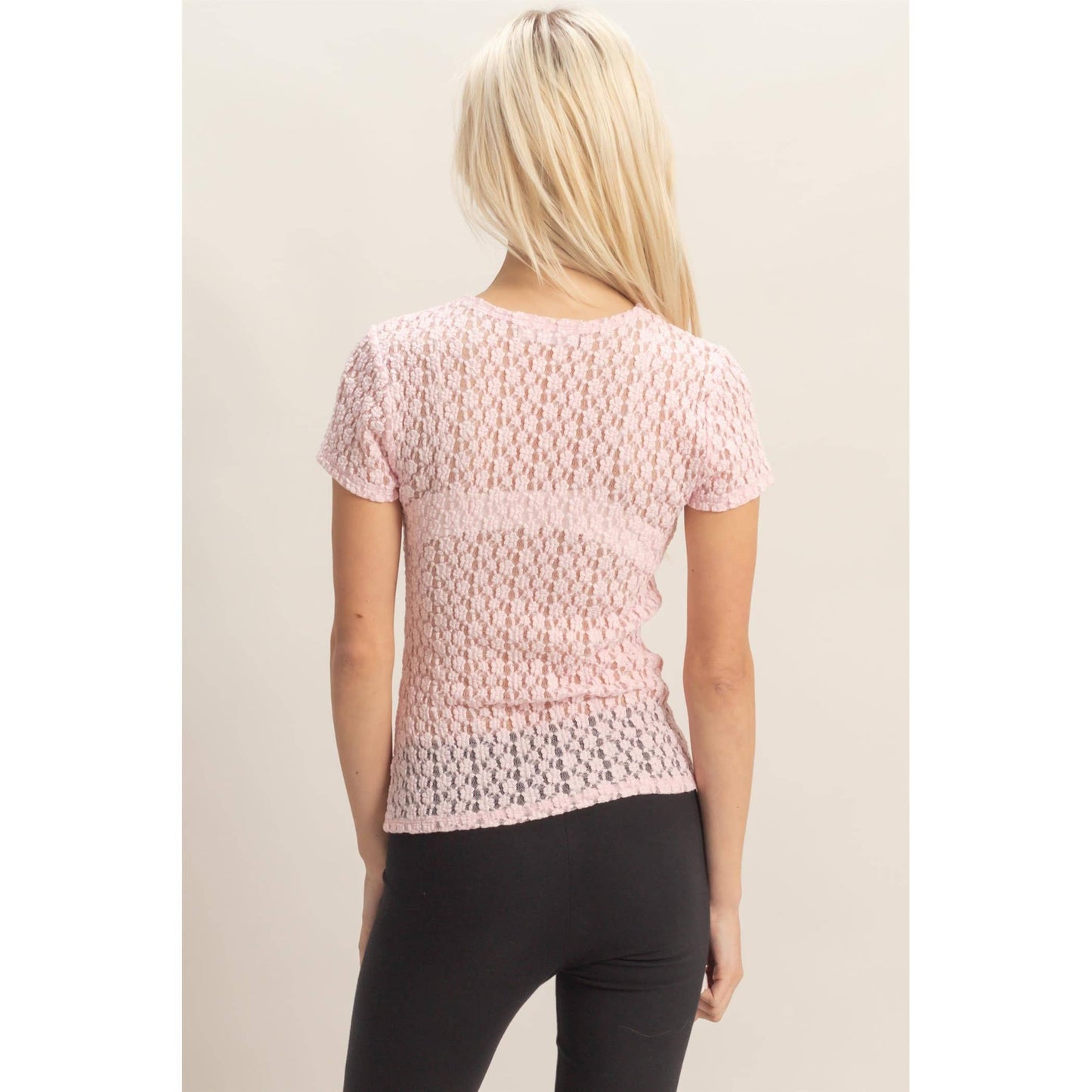 Textured Lace Short Sleeve Top