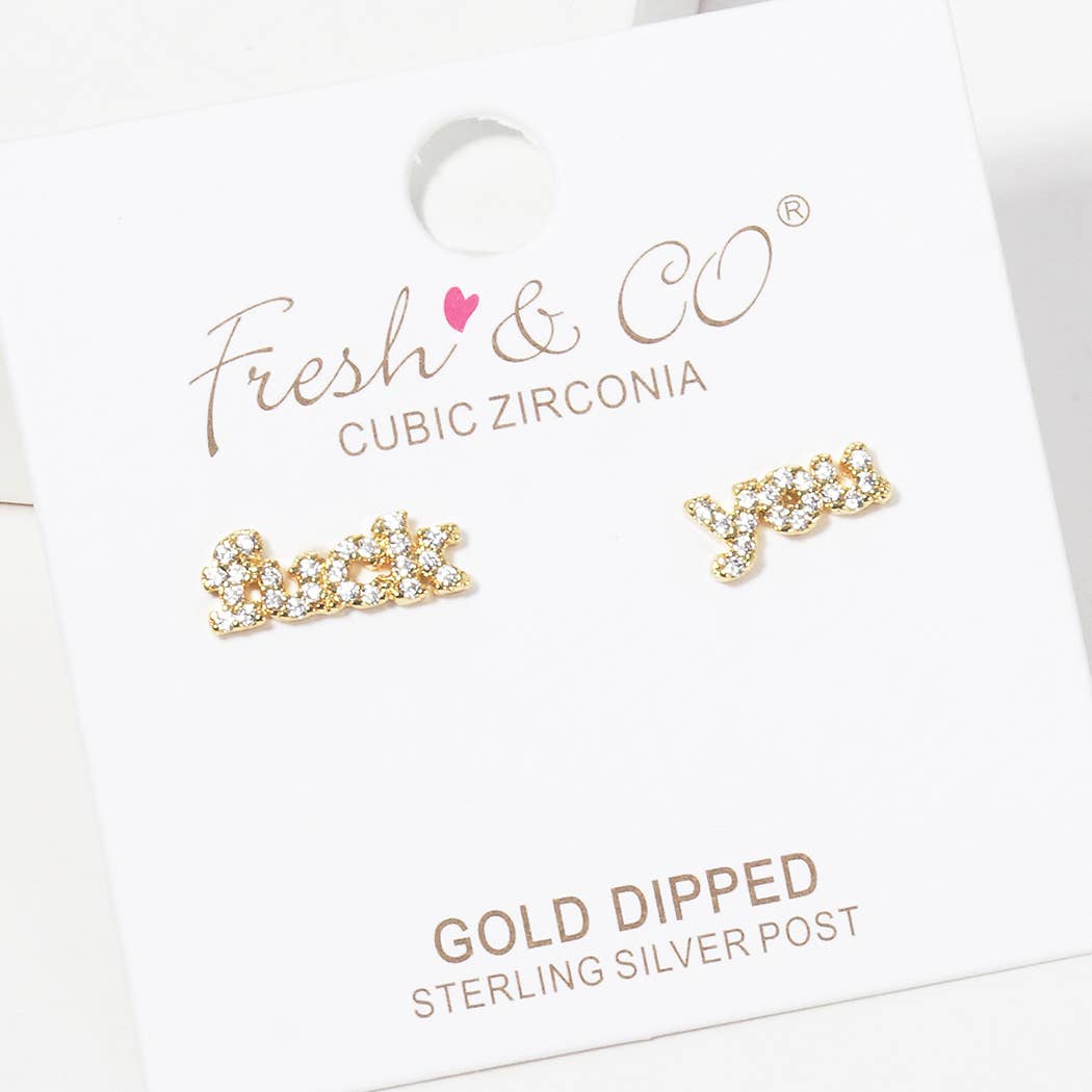 Gold-Dipped Cubic Zirconia Post Earrings