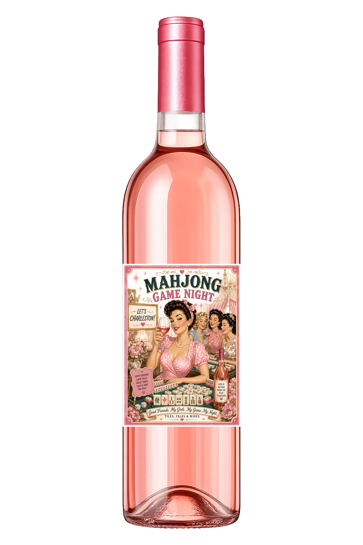 Sassy Girl, Wine Label, Mahjong Pink
