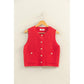 Textured Button-Front Vest With Pocket