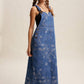 Floral Embroidered Denim Overall Dress LD1615