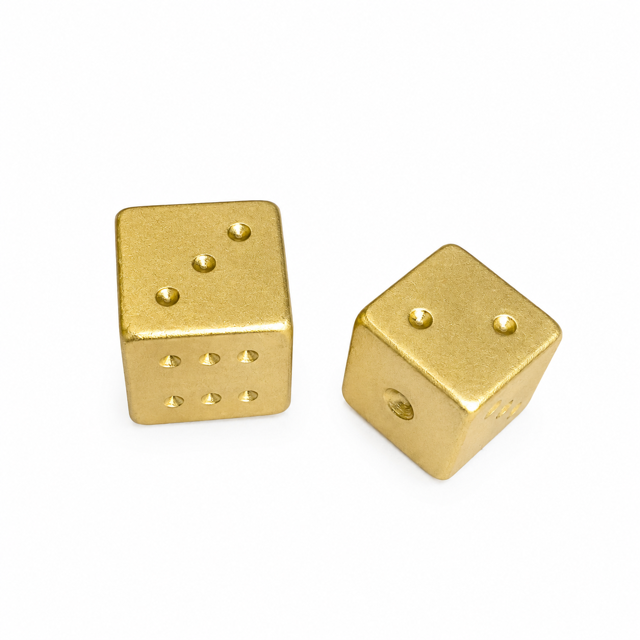 Gold and Silver Luxe Solid Metal Mahjong Dice Gift Ready