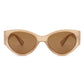 Women Sleek Oval Retro Cat Eye Sunglasses