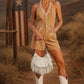 Embroidered Halter Romper with Button Front