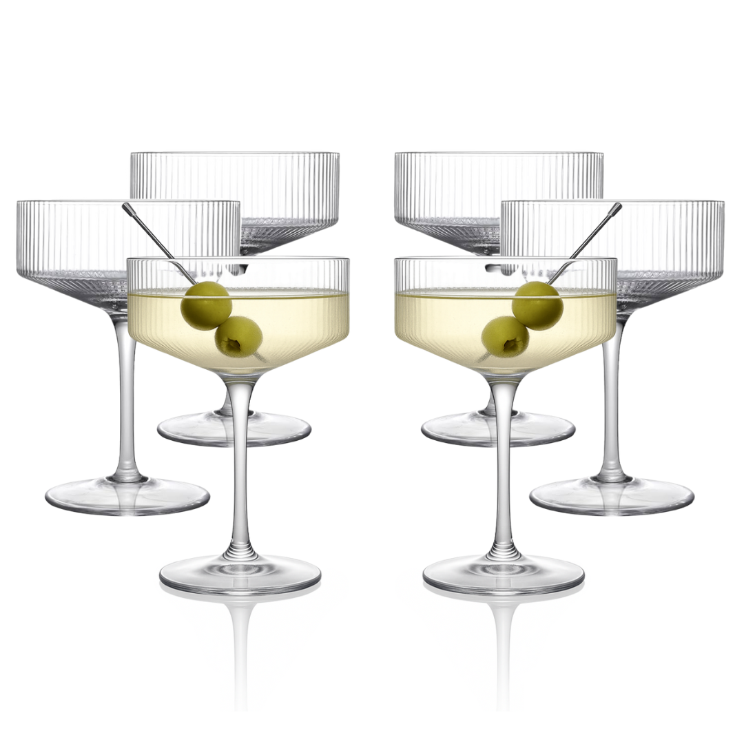 Clear Ribbed Martini Coupe Glass - 9.5oz (1pc) 6