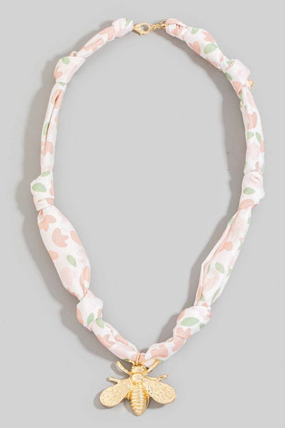 Metallic Pendant Knotted Bandana Necklace