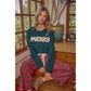 RUFFLED BOTTOM DETAIL CHRISTMAS PLAID CHECK LACE TRIM PANTS