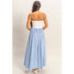 Striped Strapless Flowy Midi Dress