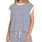 ....Stripe Contrast Trim Top & Shorts Set
