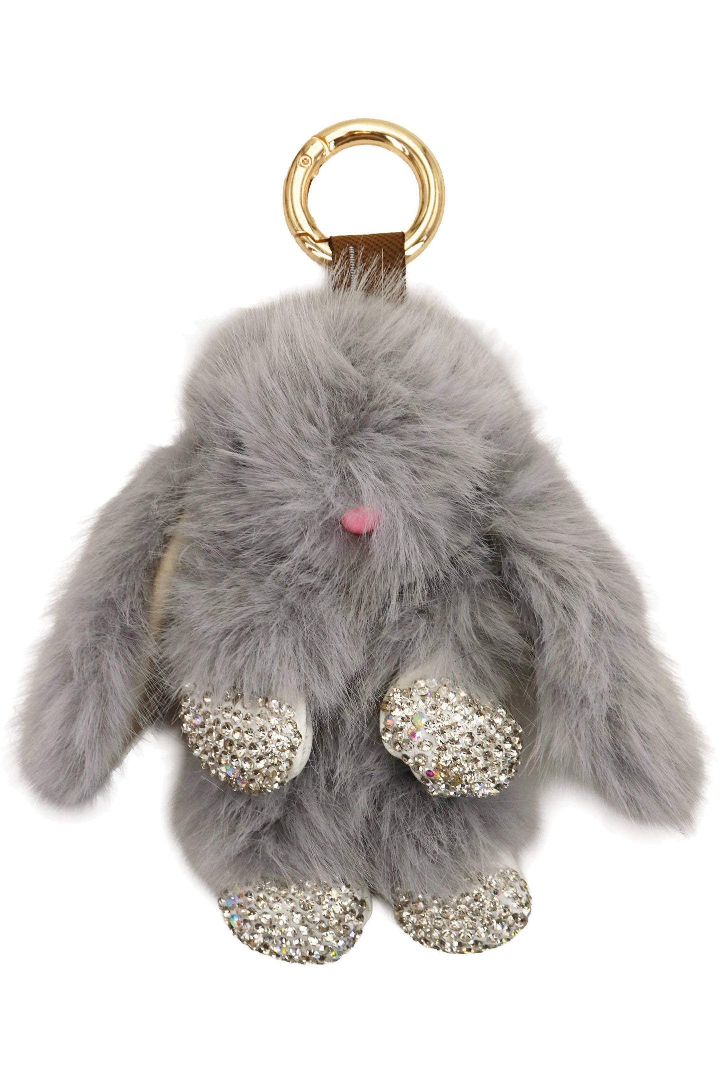 Bling Bunny Rabbit Soft Fur Plush Doll Keychain