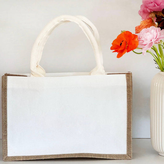 Jute and Canvas Tote Bag Blank Gift Bag
