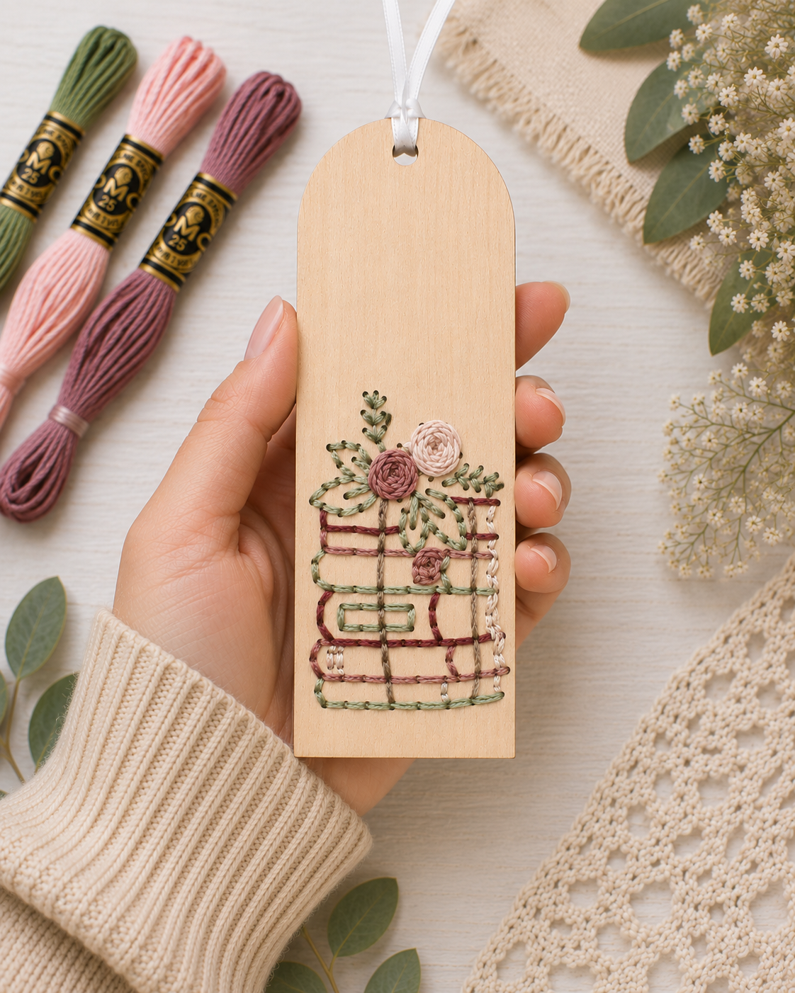 Set of 3 DIY Book Lover Bookmark Collection Embroidery Kit